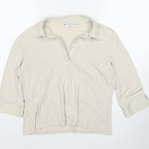 New Look Womens Beige Polyester Basic Polo Size 18 Collared