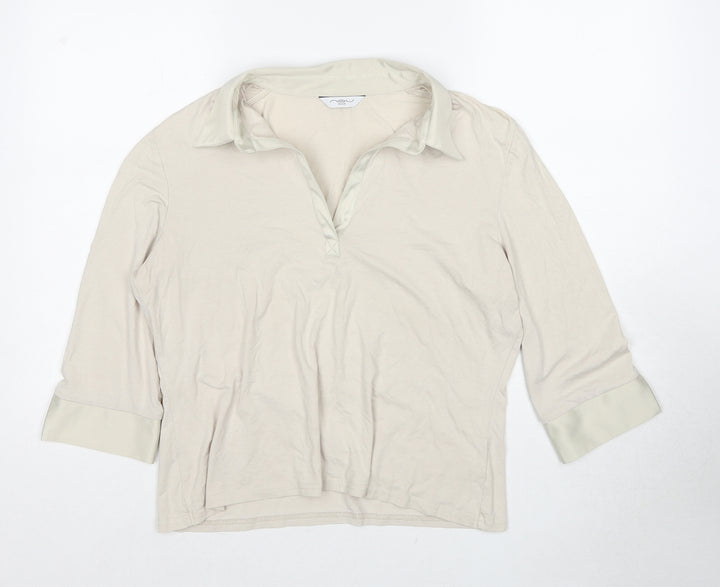 New Look Womens Beige Polyester Basic Polo Size 18 Collared
