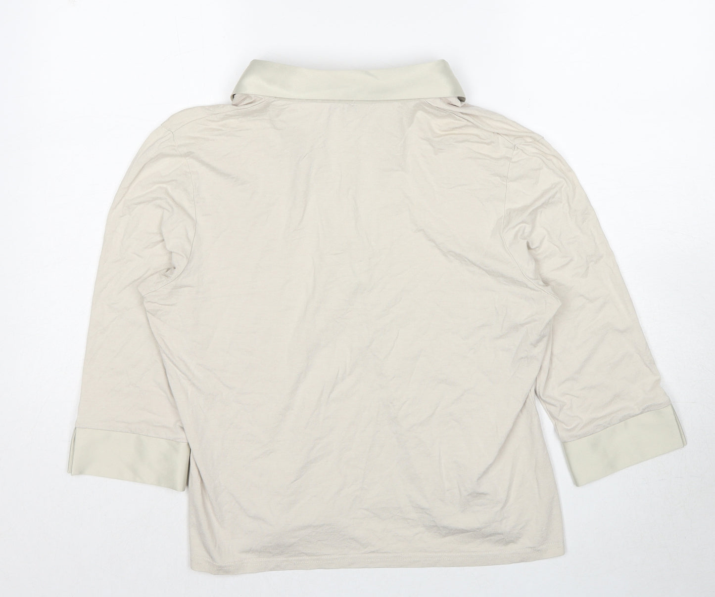 New Look Womens Beige Polyester Basic Polo Size 18 Collared