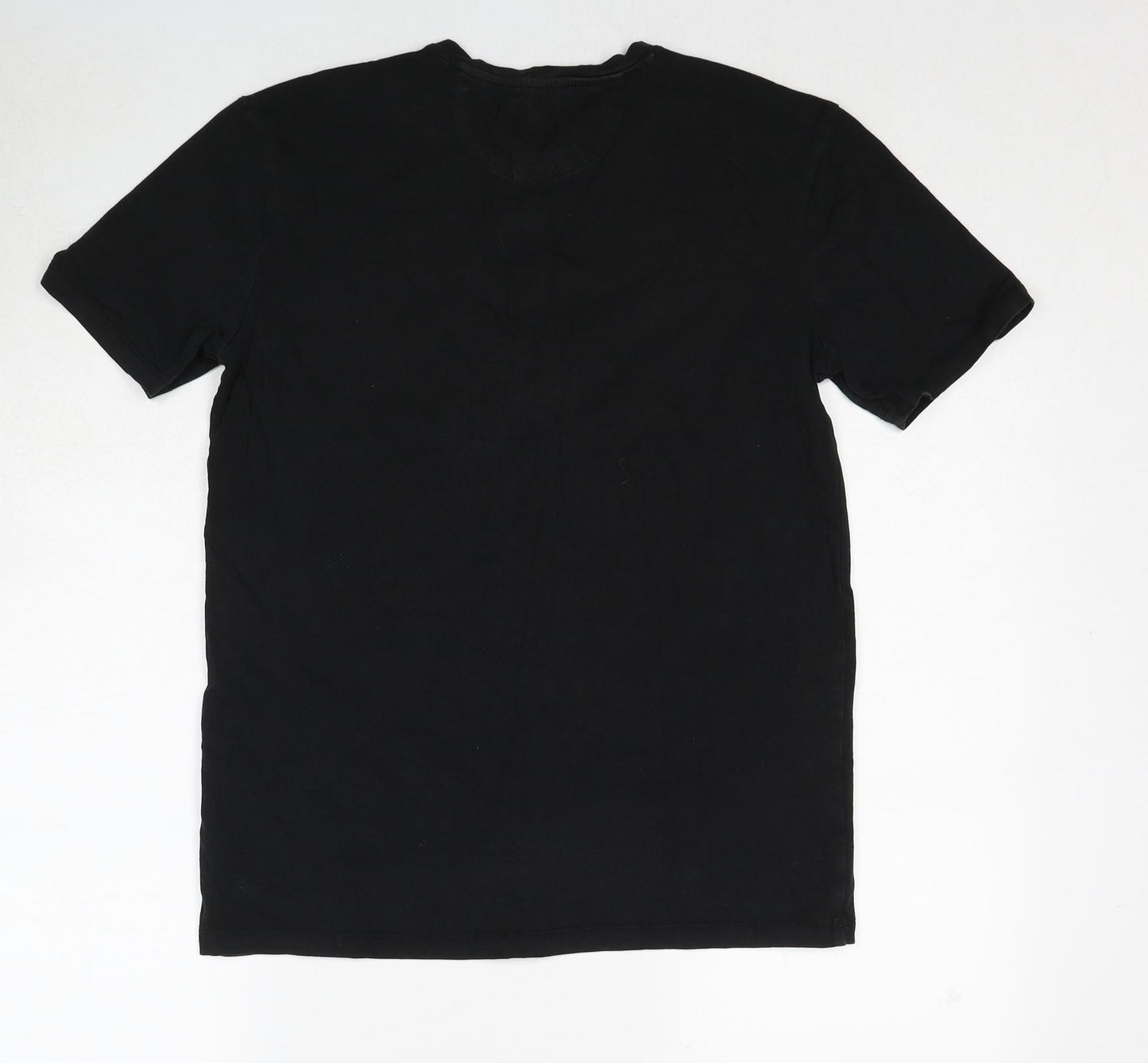 Zara Mens Black Cotton T-Shirt Size L Round Neck