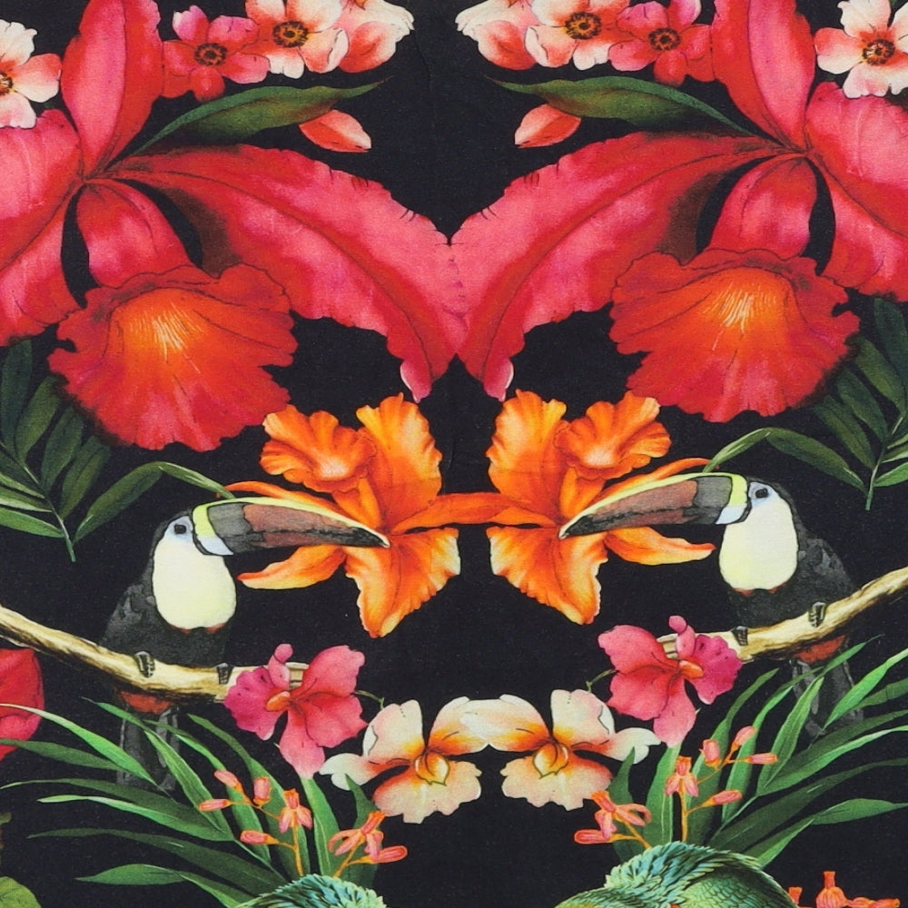 Ted Baker Womens Multicoloured Geometric Viscose Basic T-Shirt Size M Round Neck - Label size 0