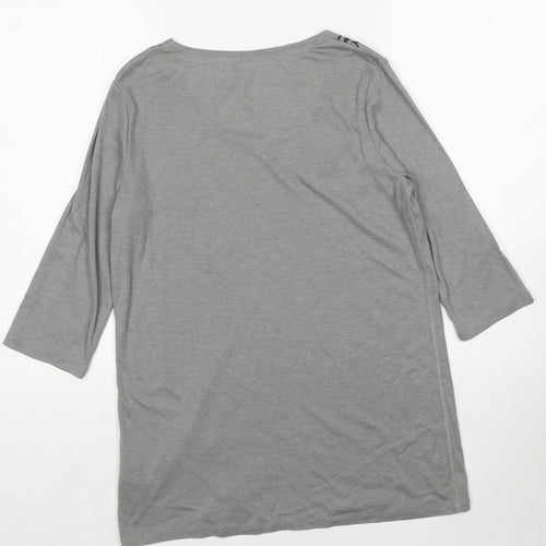 Marks and Spencer Womens Grey Cotton Basic T-Shirt Size 14 Round Neck