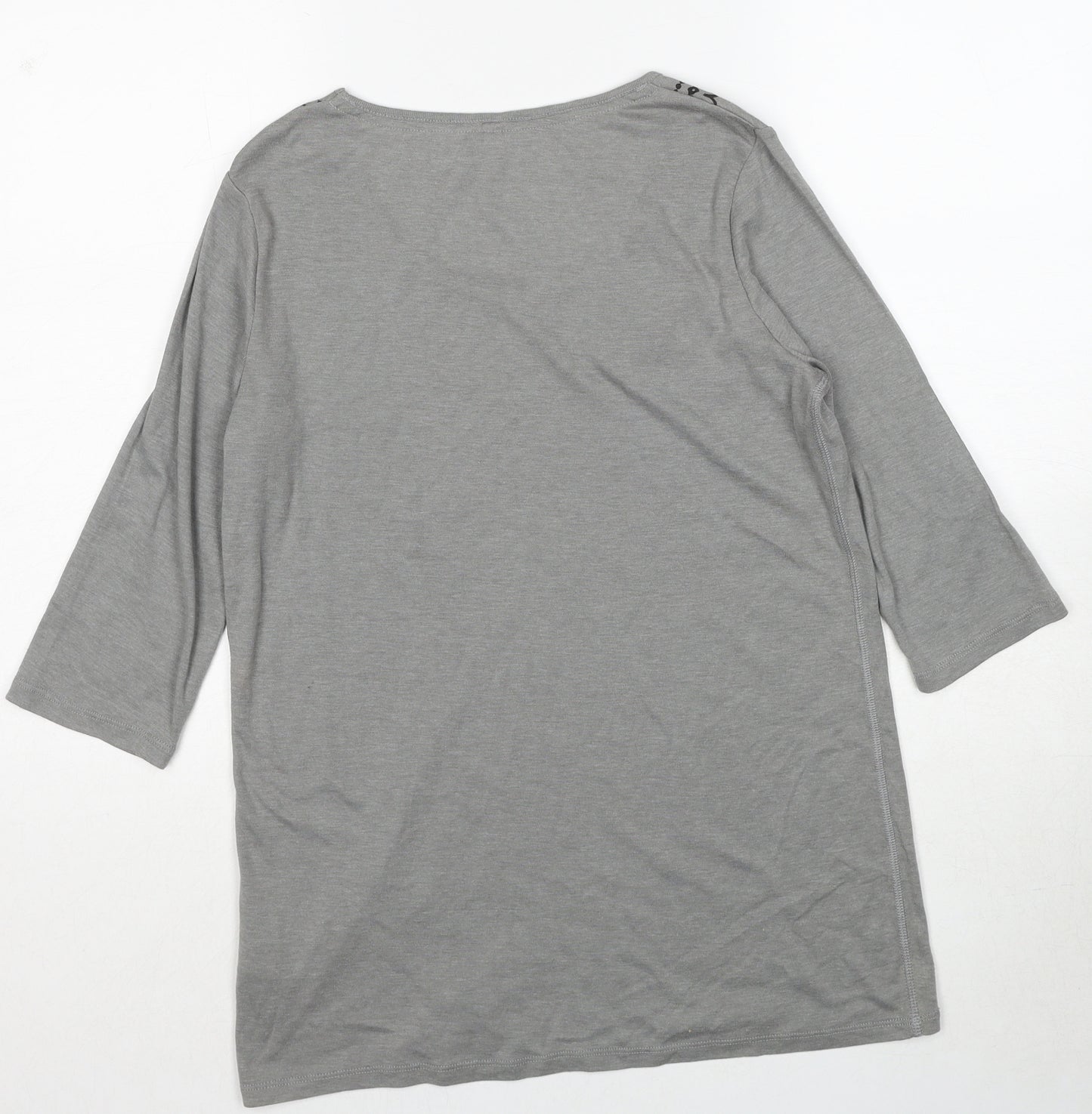 Marks and Spencer Womens Grey Cotton Basic T-Shirt Size 14 Round Neck