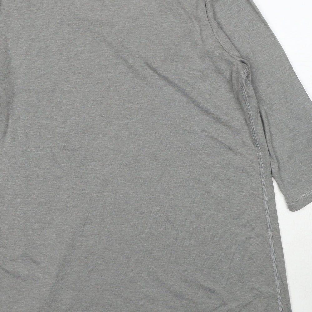 Marks and Spencer Womens Grey Cotton Basic T-Shirt Size 14 Round Neck