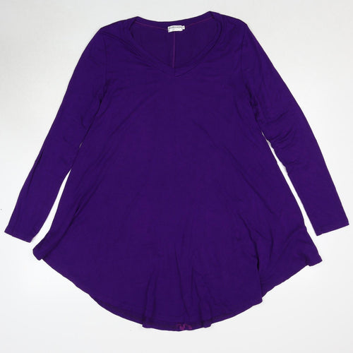 HOTOUCH Womens Purple Viscose Trapeze & Swing Size M Round Neck Pullover