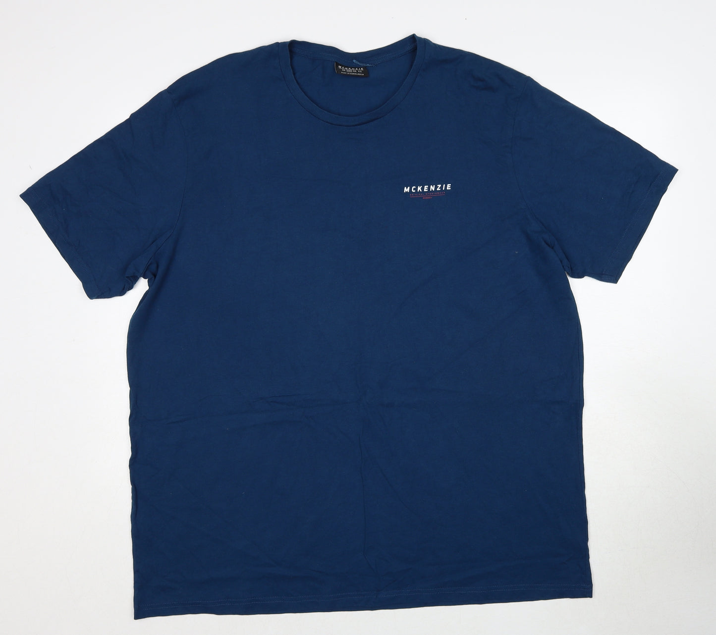 McKenzie Mens Blue Cotton T-Shirt Size 4XL Round Neck