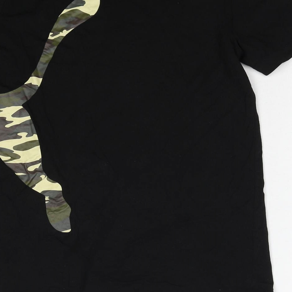 PUMA Boys Black Camouflage Cotton Pullover T-Shirt Size 13-14 Years Crew Neck Pullover