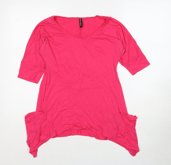 Marks and Spencer Womens Pink Cotton Basic Tank Size 8 Boat Neck