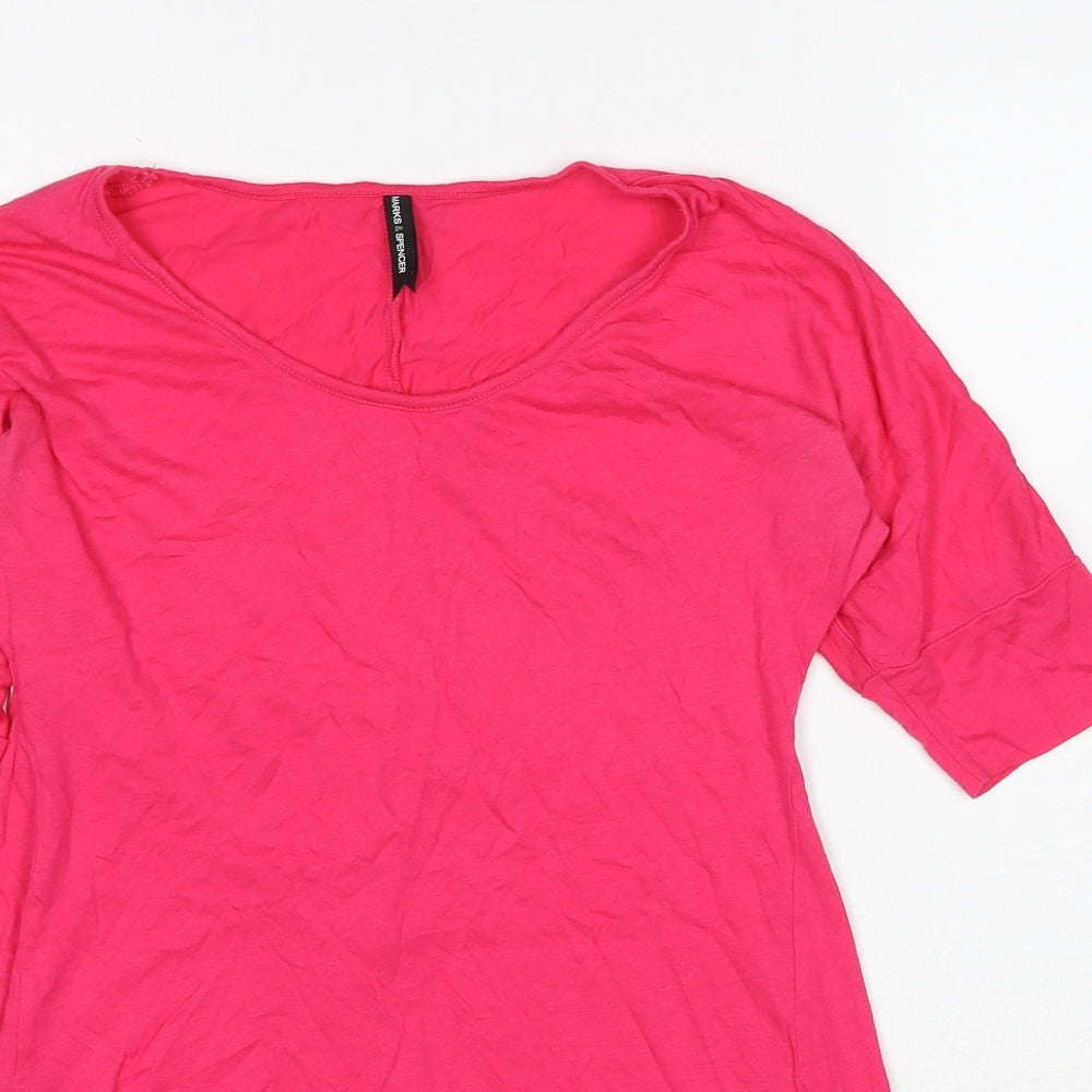 Marks and Spencer Womens Pink Cotton Basic Tank Size 8 Boat Neck