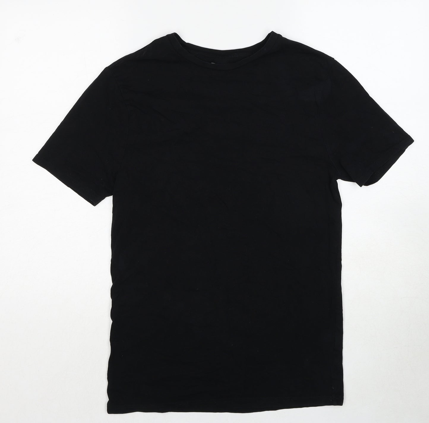 River Island Mens Black Cotton T-Shirt Size M Round Neck