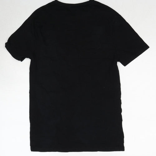River Island Mens Black Cotton T-Shirt Size M Round Neck