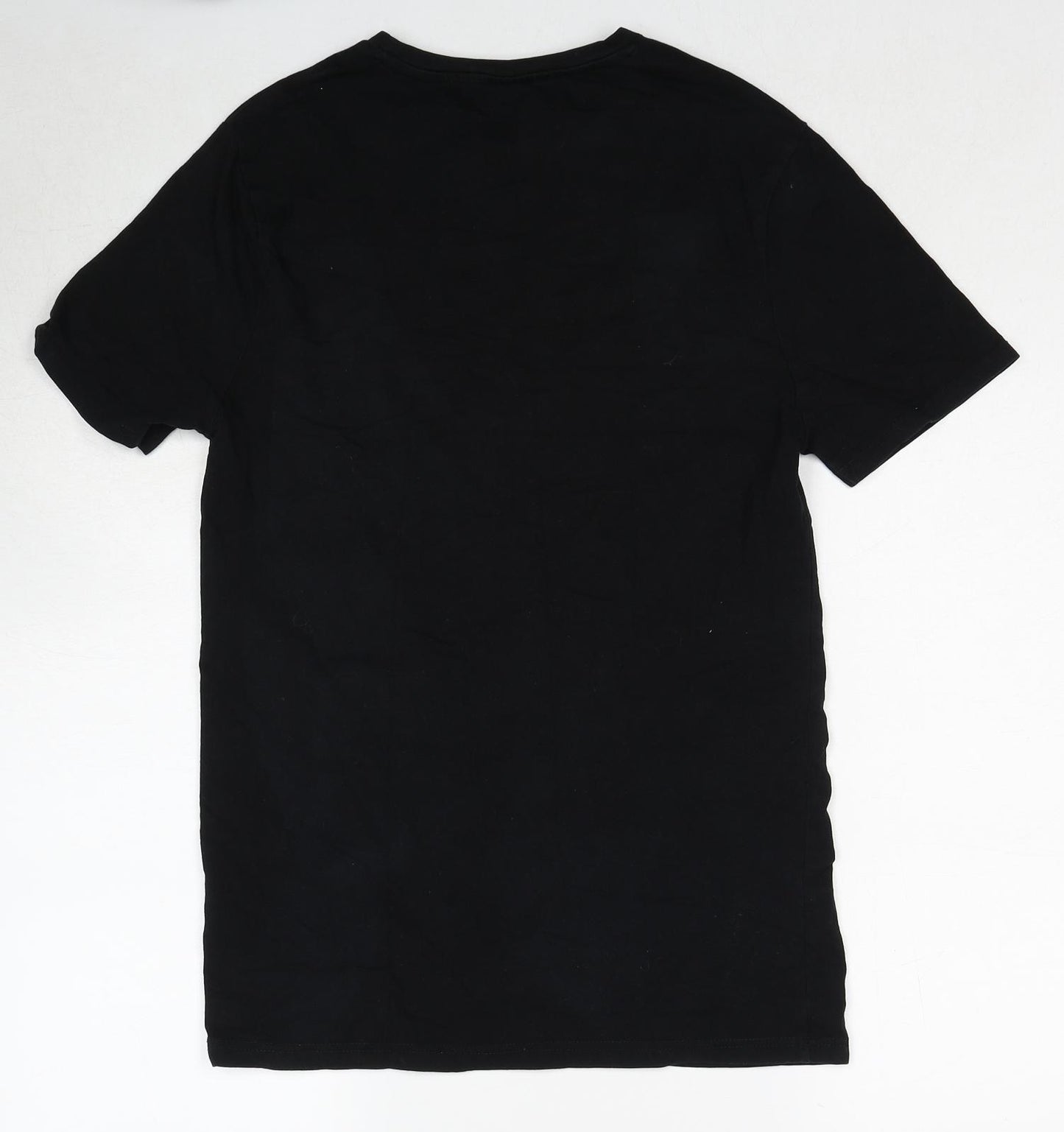 River Island Mens Black Cotton T-Shirt Size M Round Neck