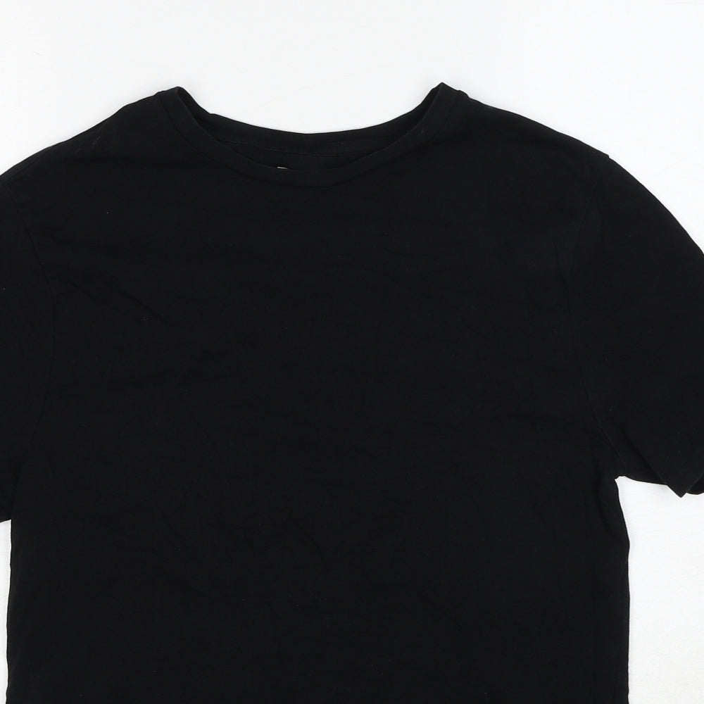 River Island Mens Black Cotton T-Shirt Size M Round Neck