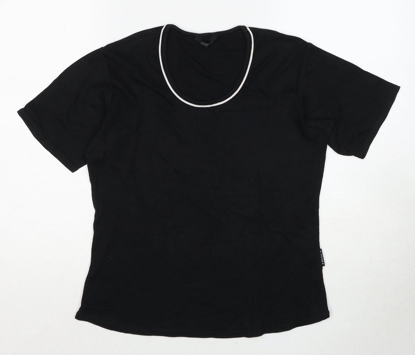 Alexara Womens Black Cotton Basic T-Shirt Size M Scoop Neck