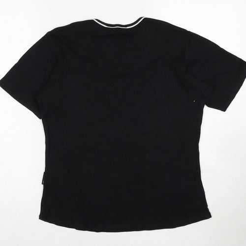 Alexara Womens Black Cotton Basic T-Shirt Size M Scoop Neck