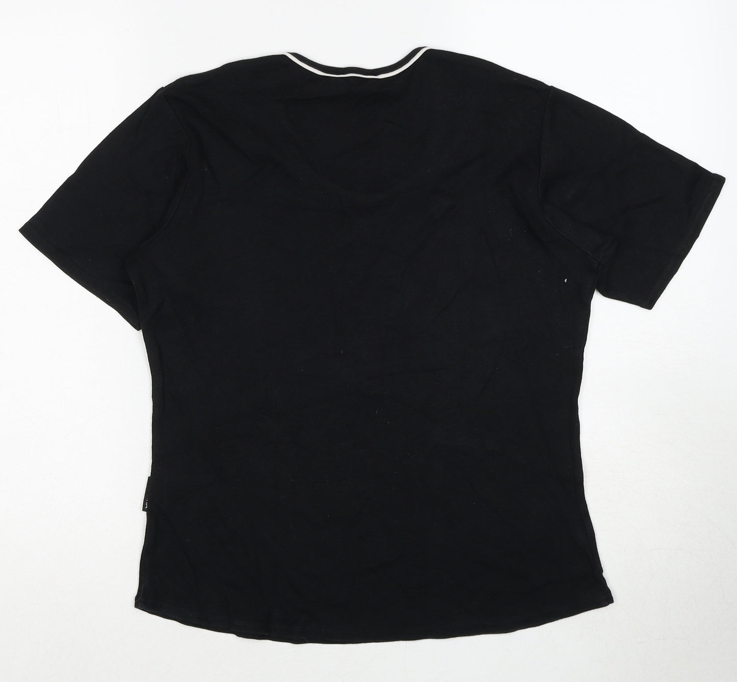 Alexara Womens Black Cotton Basic T-Shirt Size M Scoop Neck