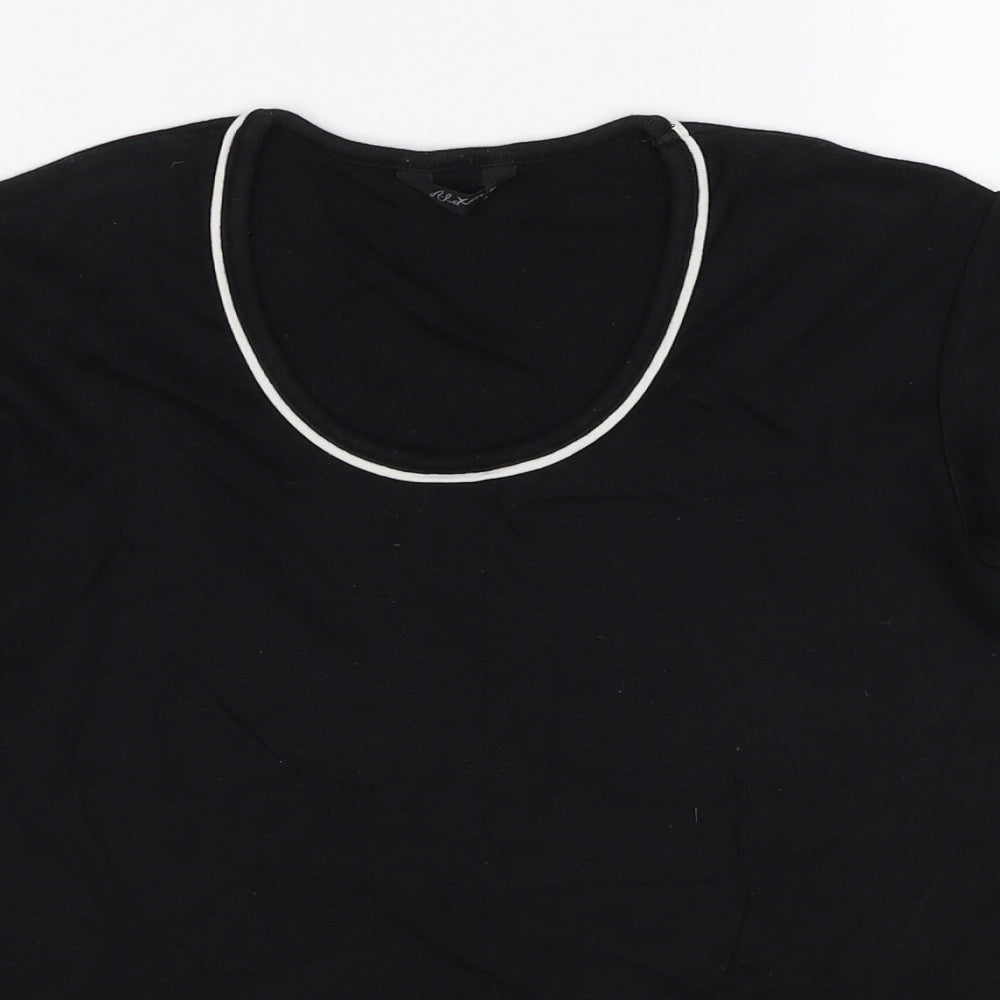 Alexara Womens Black Cotton Basic T-Shirt Size M Scoop Neck
