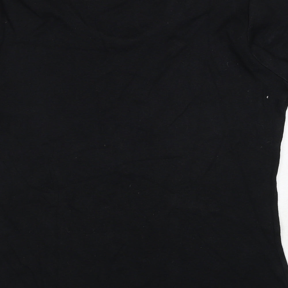 Alexara Womens Black Cotton Basic T-Shirt Size M Scoop Neck