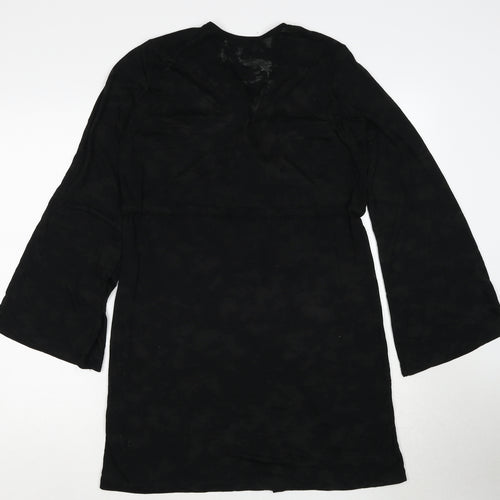 Marks and Spencer Womens Black Geometric Polyester A-Line Size S V-Neck Pullover