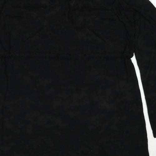 Marks and Spencer Womens Black Geometric Polyester A-Line Size S V-Neck Pullover