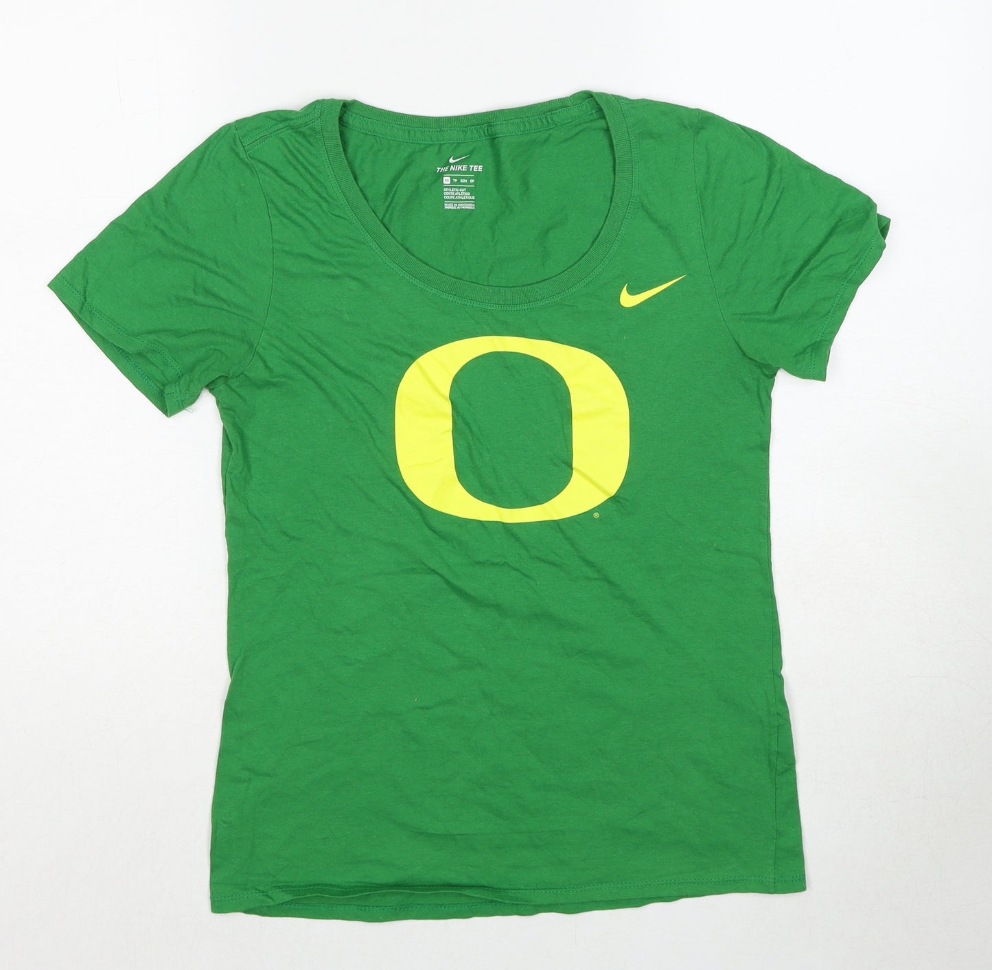 Nike Womens Green Cotton Basic T-Shirt Size XS Scoop Neck