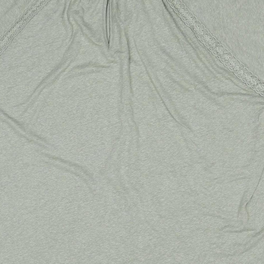 Marks and Spencer Womens Green Linen Basic T-Shirt Size 14 Round Neck