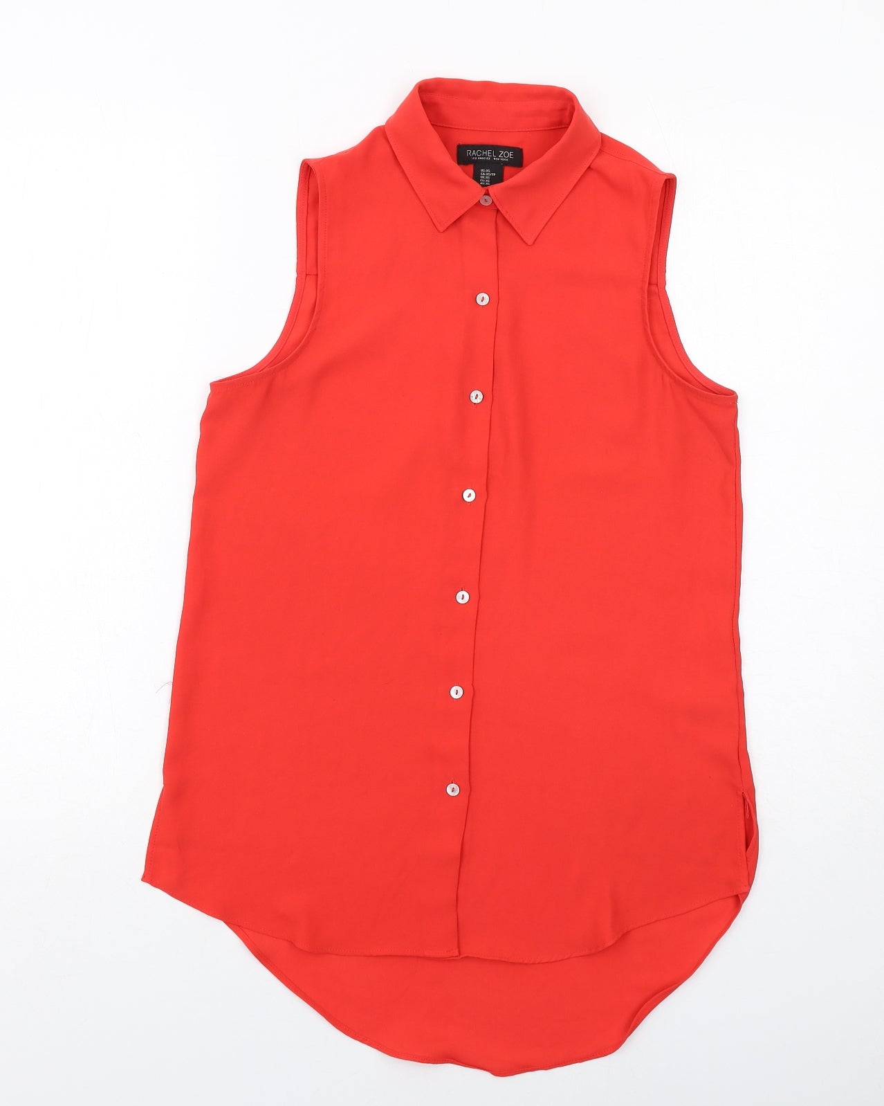 Rachel Zoe Womens Red Polyester Basic Button-Up Size XS Collared