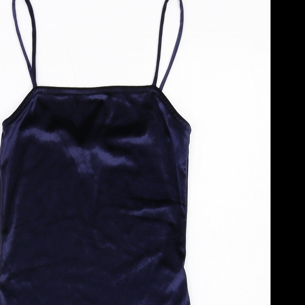 Topshop Womens Blue Polyester Bodysuit One-Piece Size 10 Snap