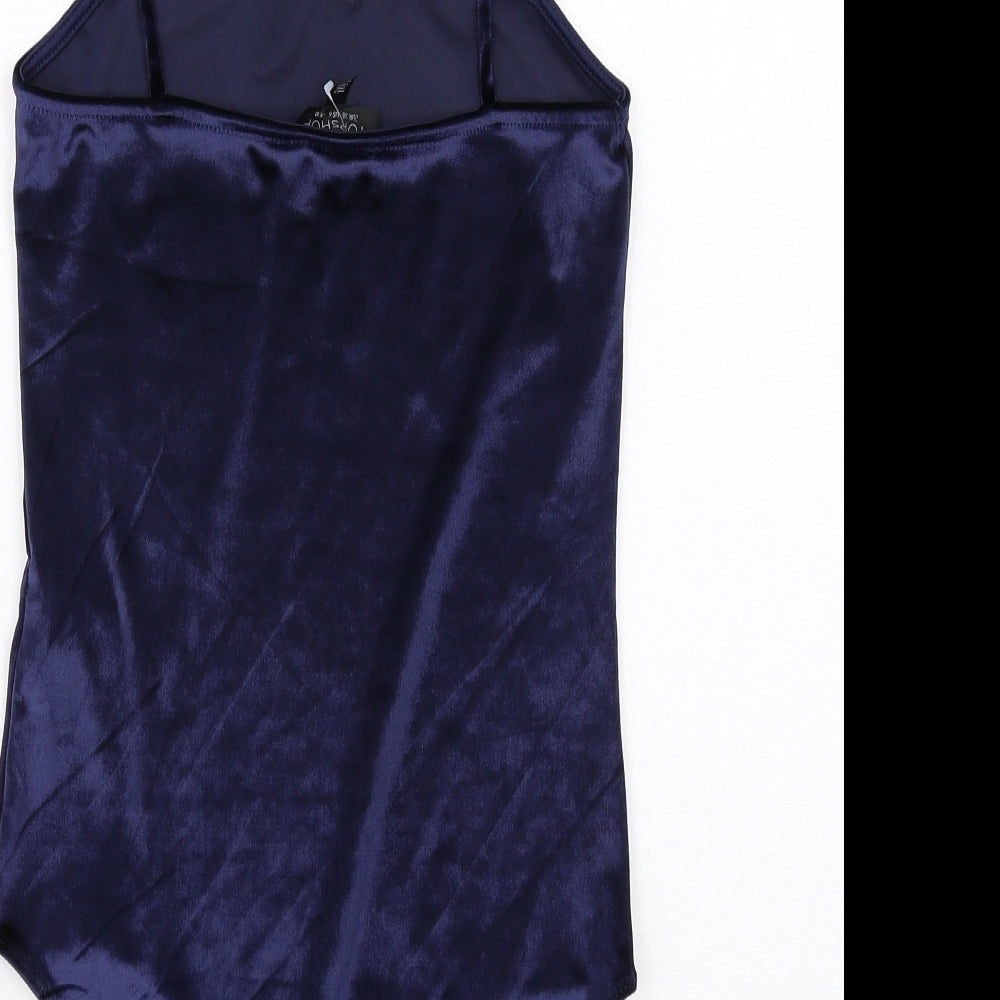 Topshop Womens Blue Polyester Bodysuit One-Piece Size 10 Snap