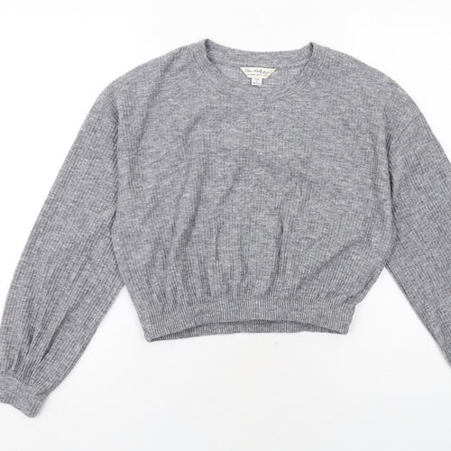 Miss Selfridge Womens Grey Polyester Pullover Sweatshirt Size S Pullover