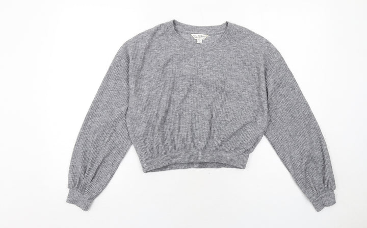 Miss Selfridge Womens Grey Polyester Pullover Sweatshirt Size S Pullover