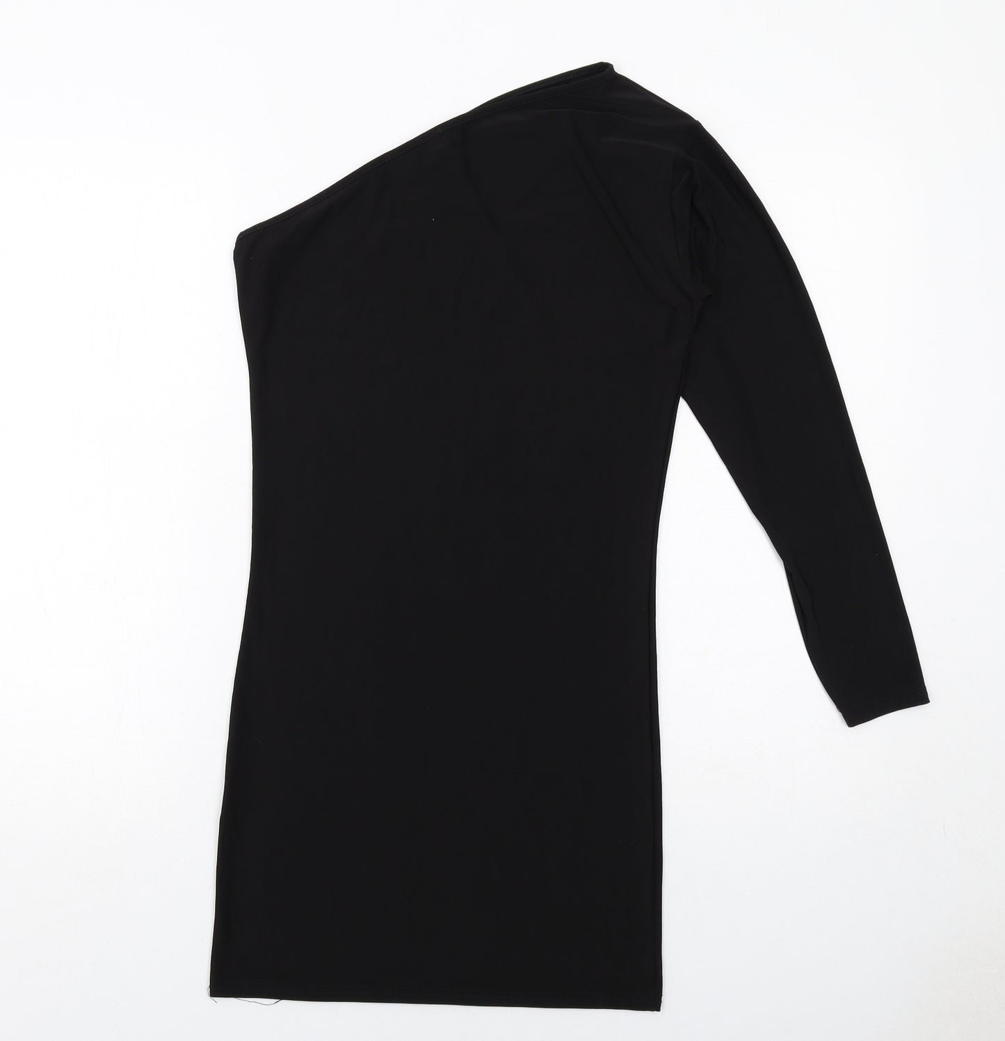 Femme Luxe Womens Black Polyester Bodycon Size 10 One Shoulder Pullover