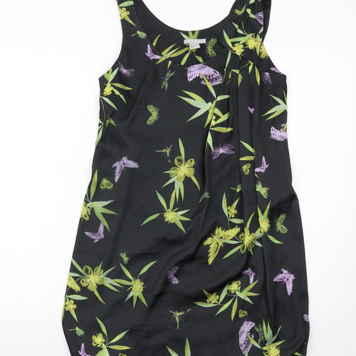 H&M Womens Black Floral Polyester Shift Size 6 Scoop Neck Pullover