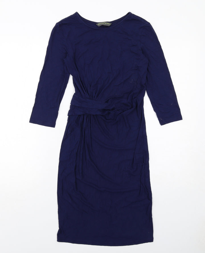 Blooming Marvellous Womens Blue Viscose Sheath Size 8 Boat Neck Pullover