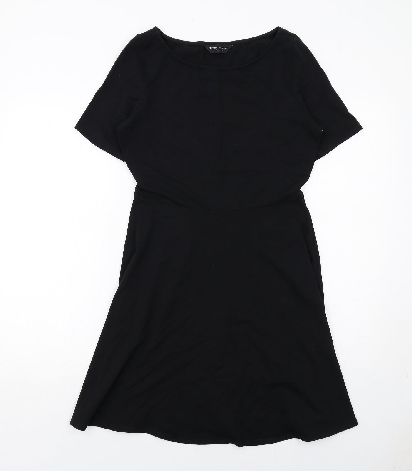 Dorothy Perkins Womens Black Cotton Trapeze & Swing Size 12 Round Neck Pullover