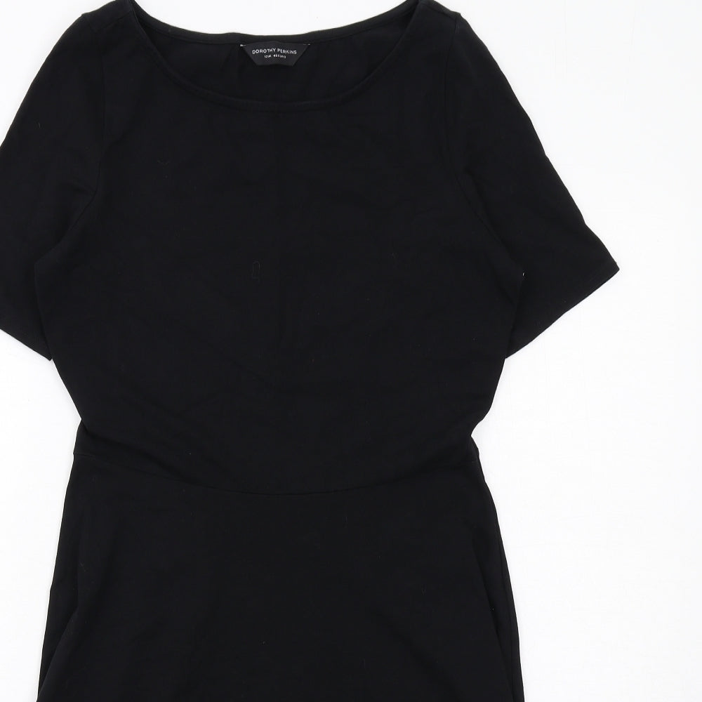 Dorothy Perkins Womens Black Cotton Trapeze & Swing Size 12 Round Neck Pullover