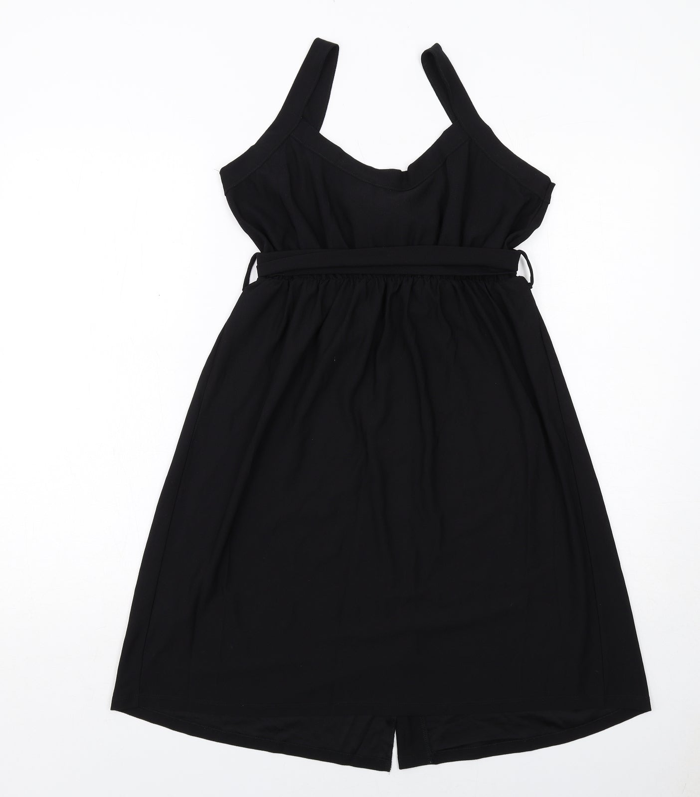 NEXT Womens Black Polyester Tank Dress Size 8 Round Neck Button