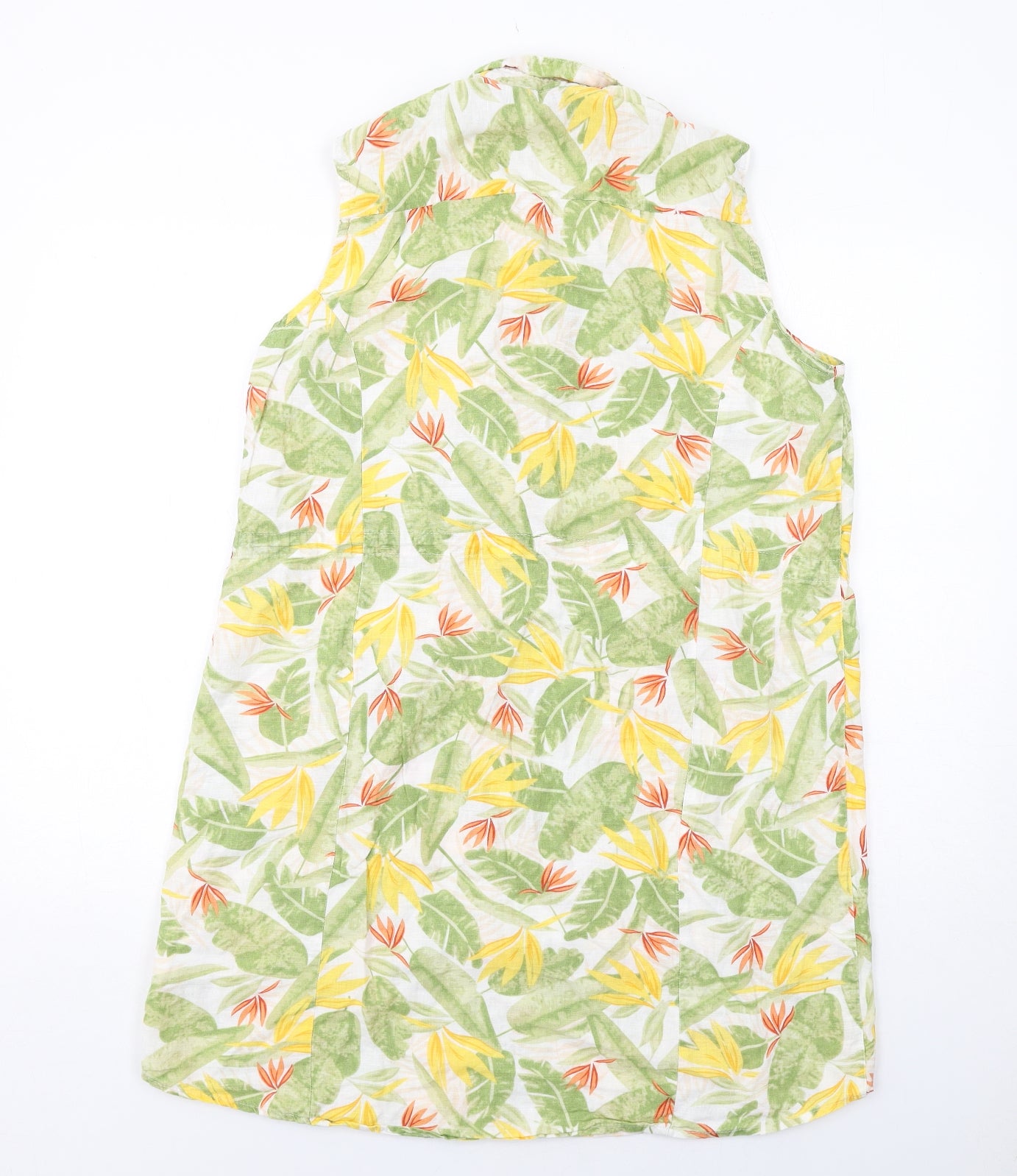 ESMARA Womens Multicoloured Floral Linen A-Line Size 16 Collared Button