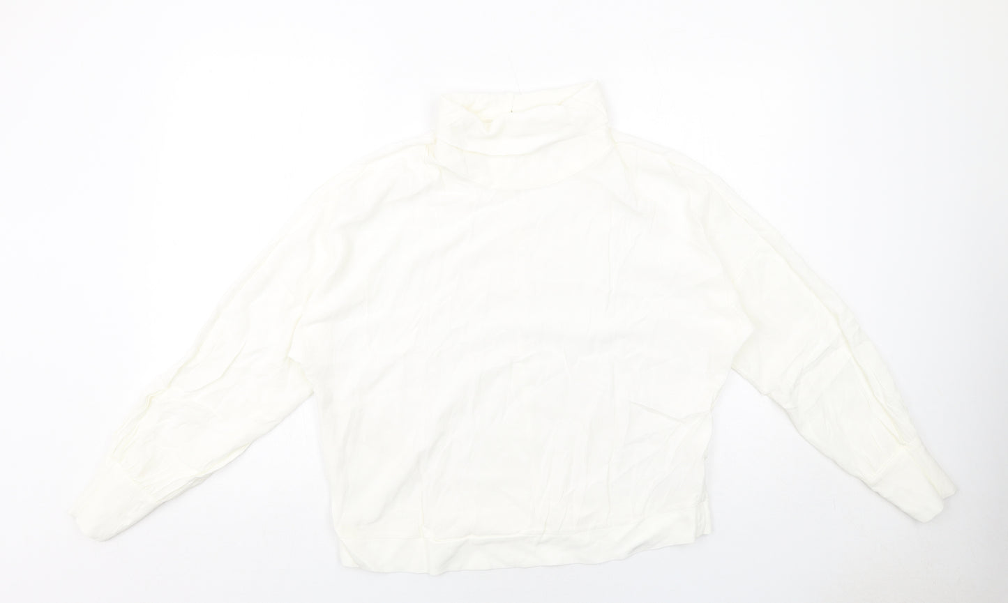 NEXT Womens White Viscose Basic T-Shirt Size 14 Roll Neck