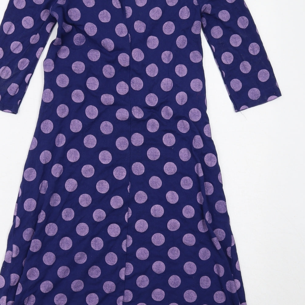 ASOS Womens Purple Polka Dot Viscose Trapeze & Swing Size 10 V-Neck Pullover