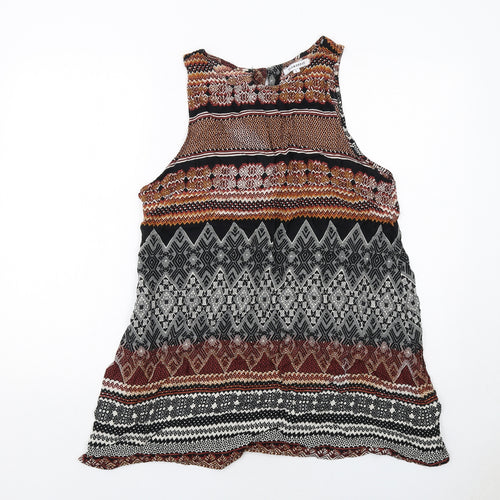 Glamorous Womens Multicoloured Geometric Viscose Basic Tank Size L Round Neck