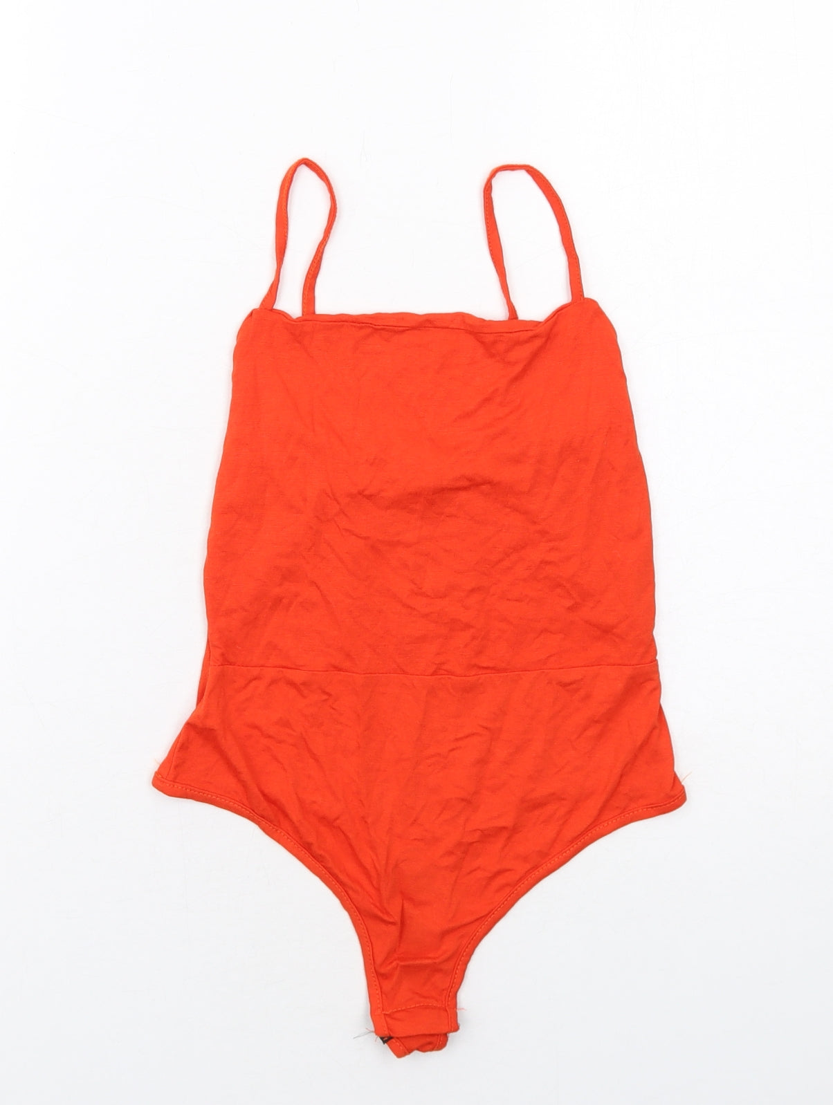 PRETTYLITTLETHING Womens Orange Viscose Bodysuit One-Piece Size 8 Snap