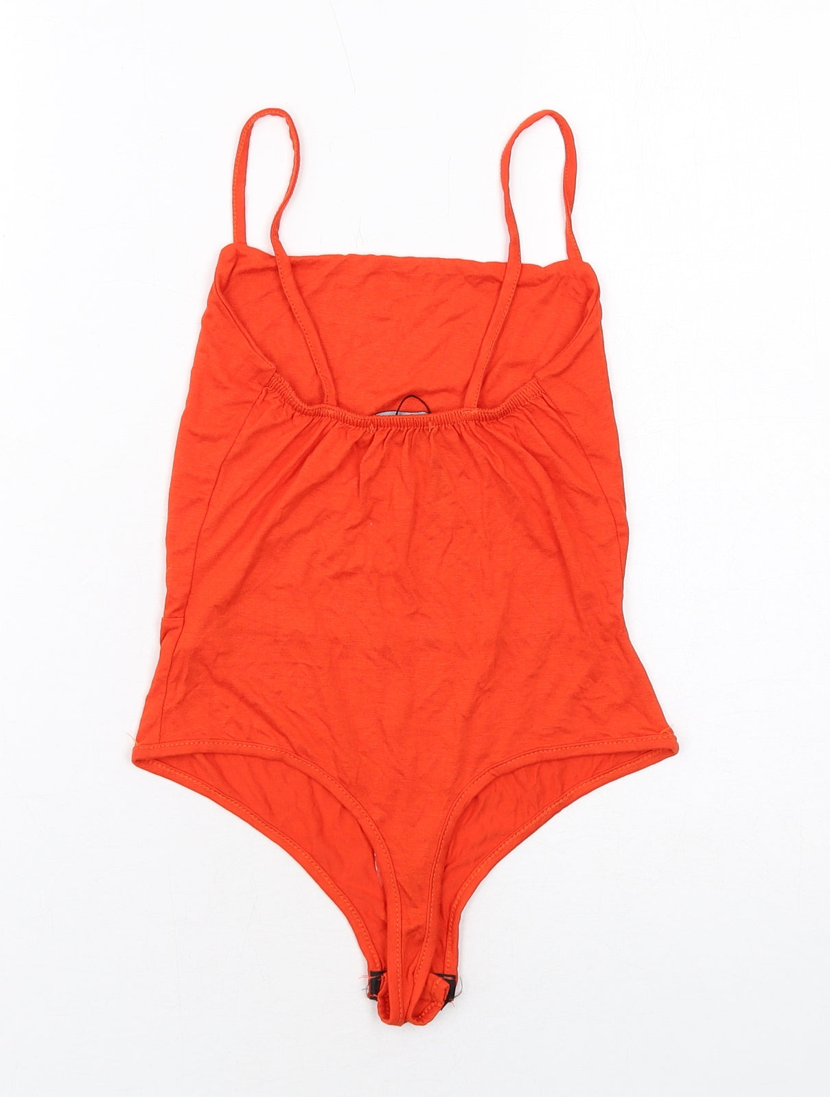 PRETTYLITTLETHING Womens Orange Viscose Bodysuit One-Piece Size 8 Snap