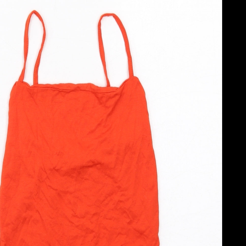 PRETTYLITTLETHING Womens Orange Viscose Bodysuit One-Piece Size 8 Snap