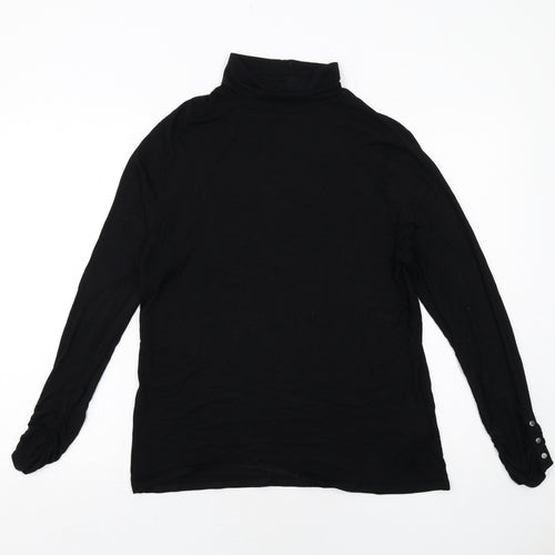 Marble Womens Black Viscose Basic T-Shirt Size 8 Roll Neck
