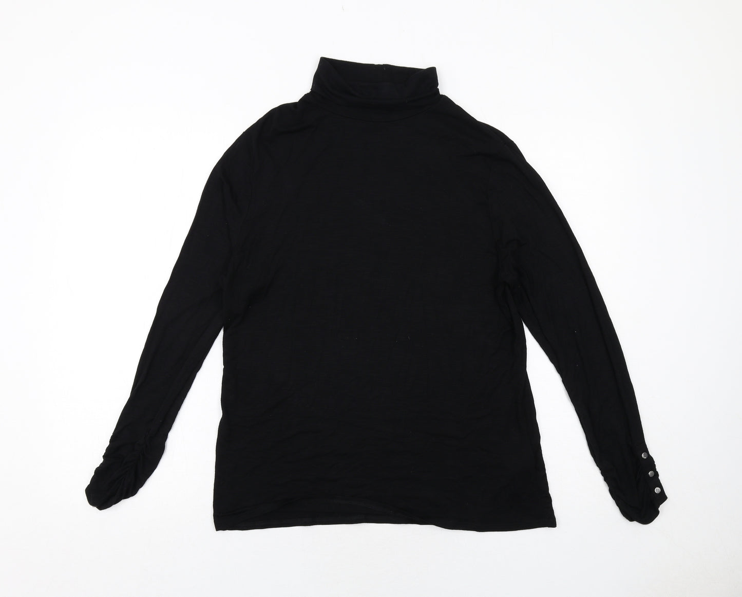 Marble Womens Black Viscose Basic T-Shirt Size 8 Roll Neck