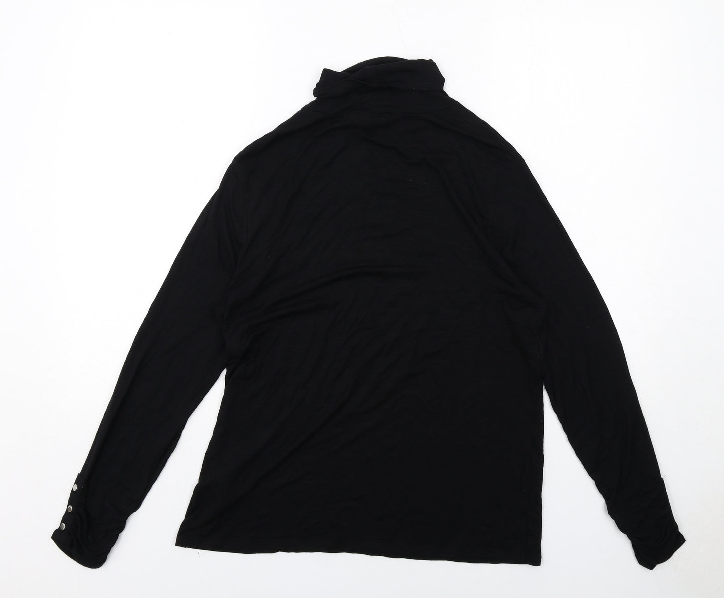 Marble Womens Black Viscose Basic T-Shirt Size 8 Roll Neck