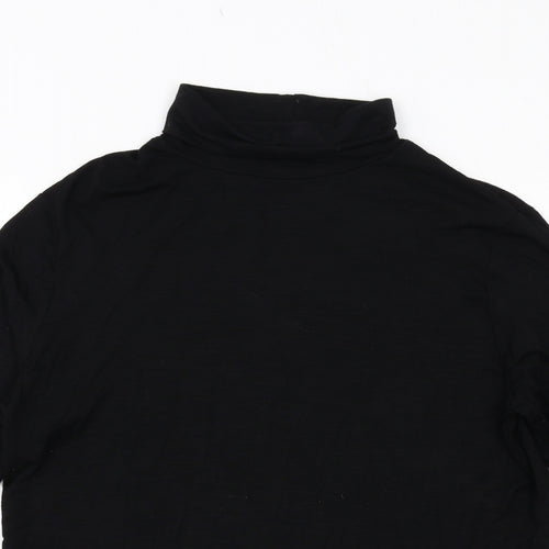 Marble Womens Black Viscose Basic T-Shirt Size 8 Roll Neck