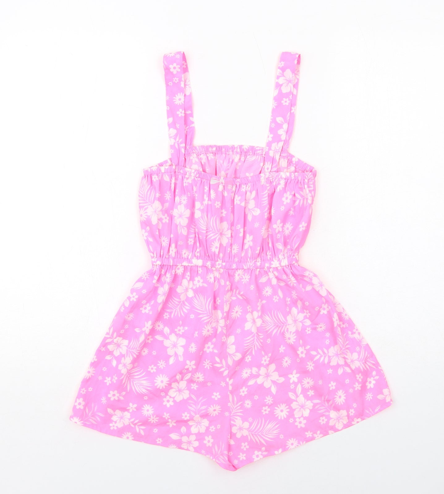 New Look Girls Pink Floral Polyester Playsuit One-Piece Size 10-11 Years Pullover