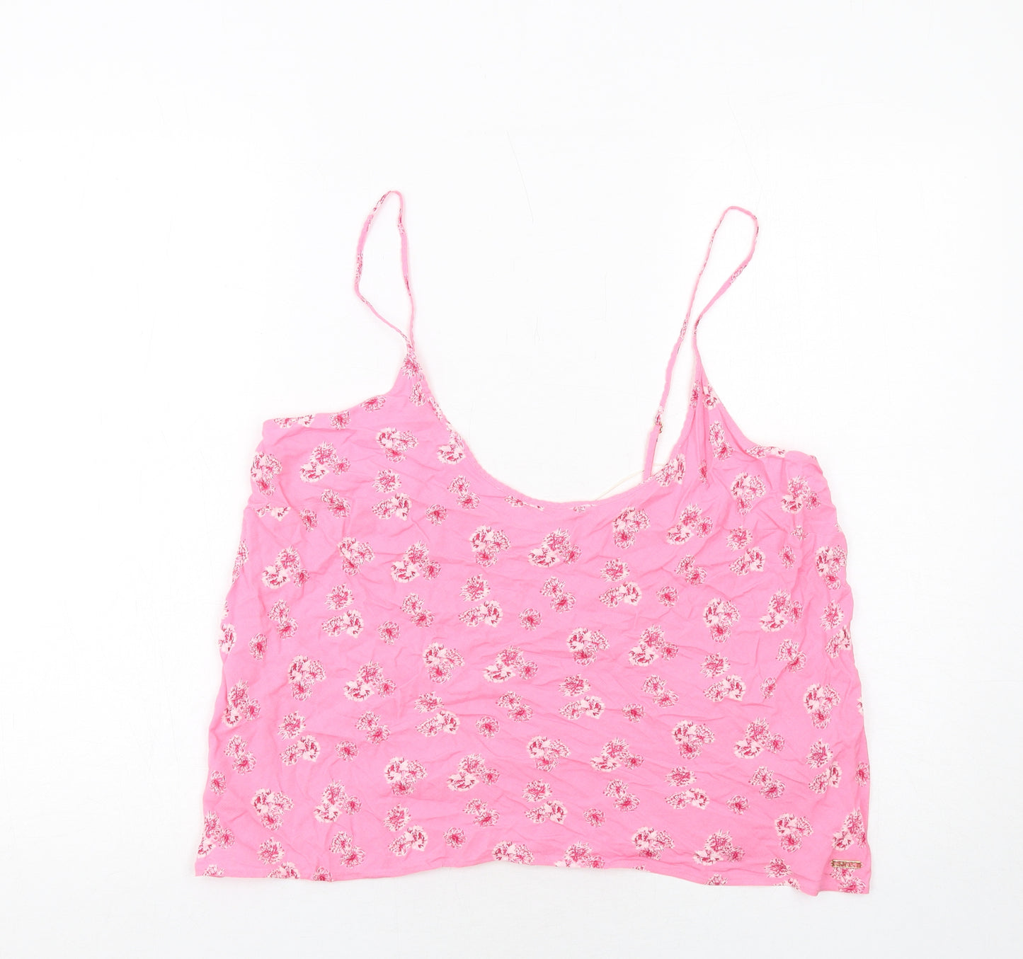 Marks and Spencer Womens Pink Floral Viscose Basic Tank Size 16 Round Neck